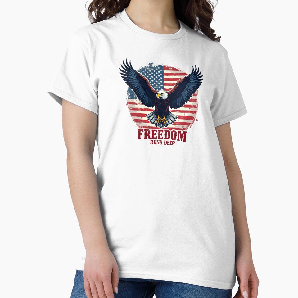 Freedom Runs Deep Patriotic Shirt, Vintage American Flag Tee by SNW-Collective