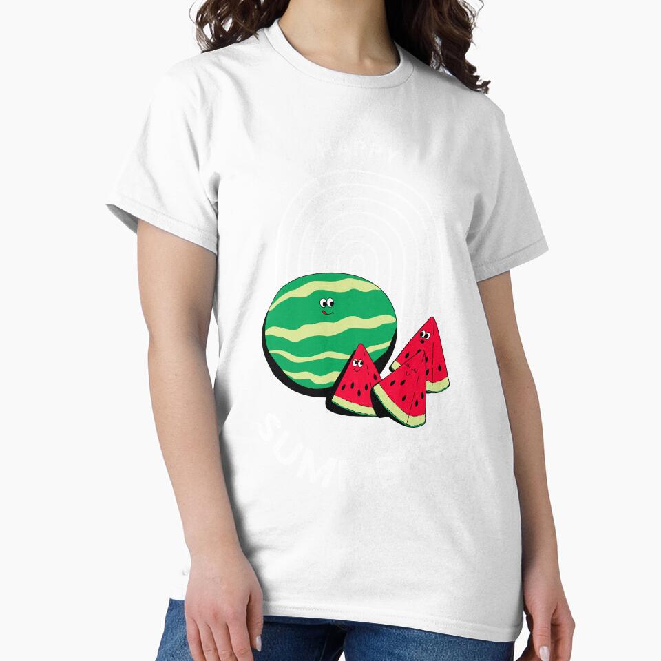 Happy Summer- Summer Vibes- Watermelon Classic T-Shirt by Shalinistudio