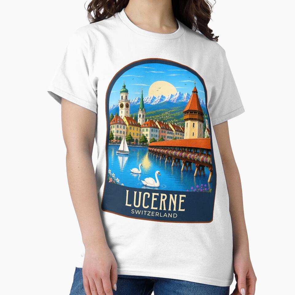 Lucerne Vintage Travel Illustration by HomeLivingCo