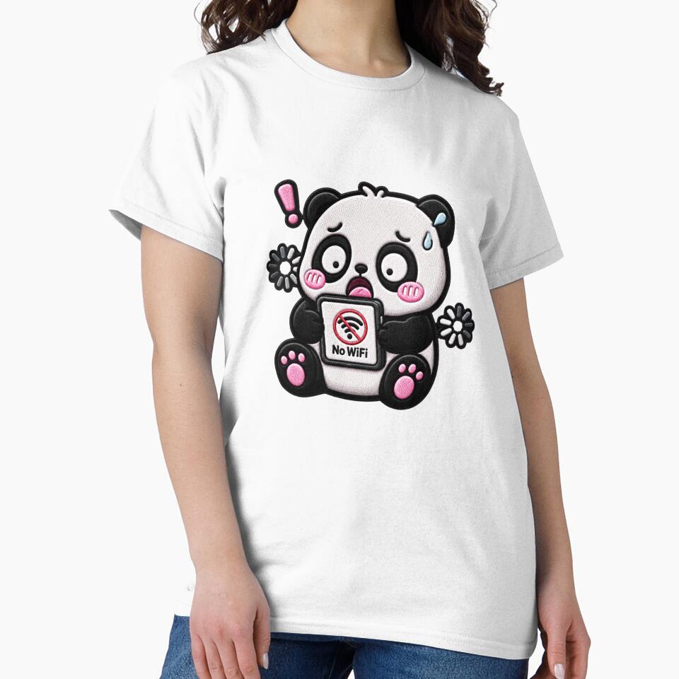 WiFi Lost Panda Embroidery Patch Funny Kawaii by ColorSplash123