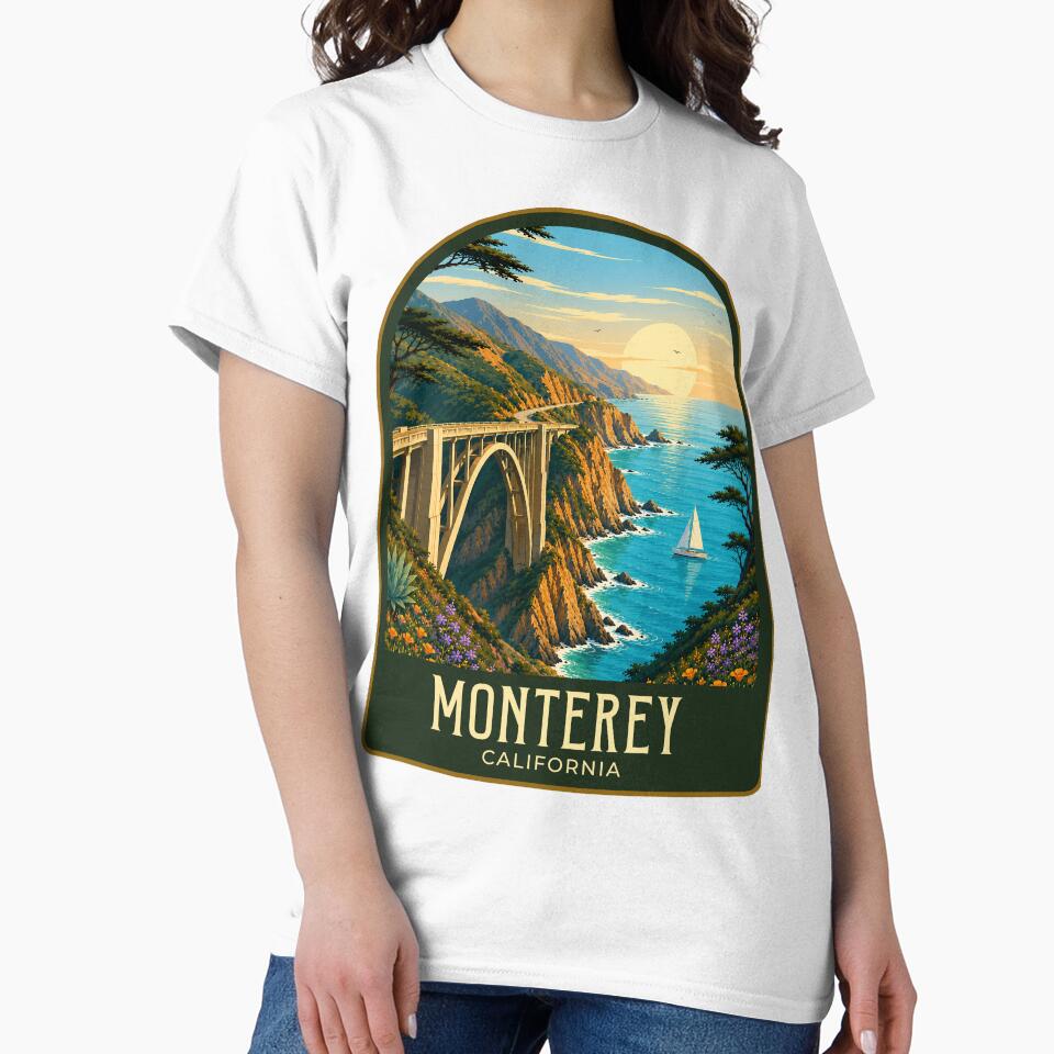 Monterey California Vintage Travel Illustration by HomeLivingCo