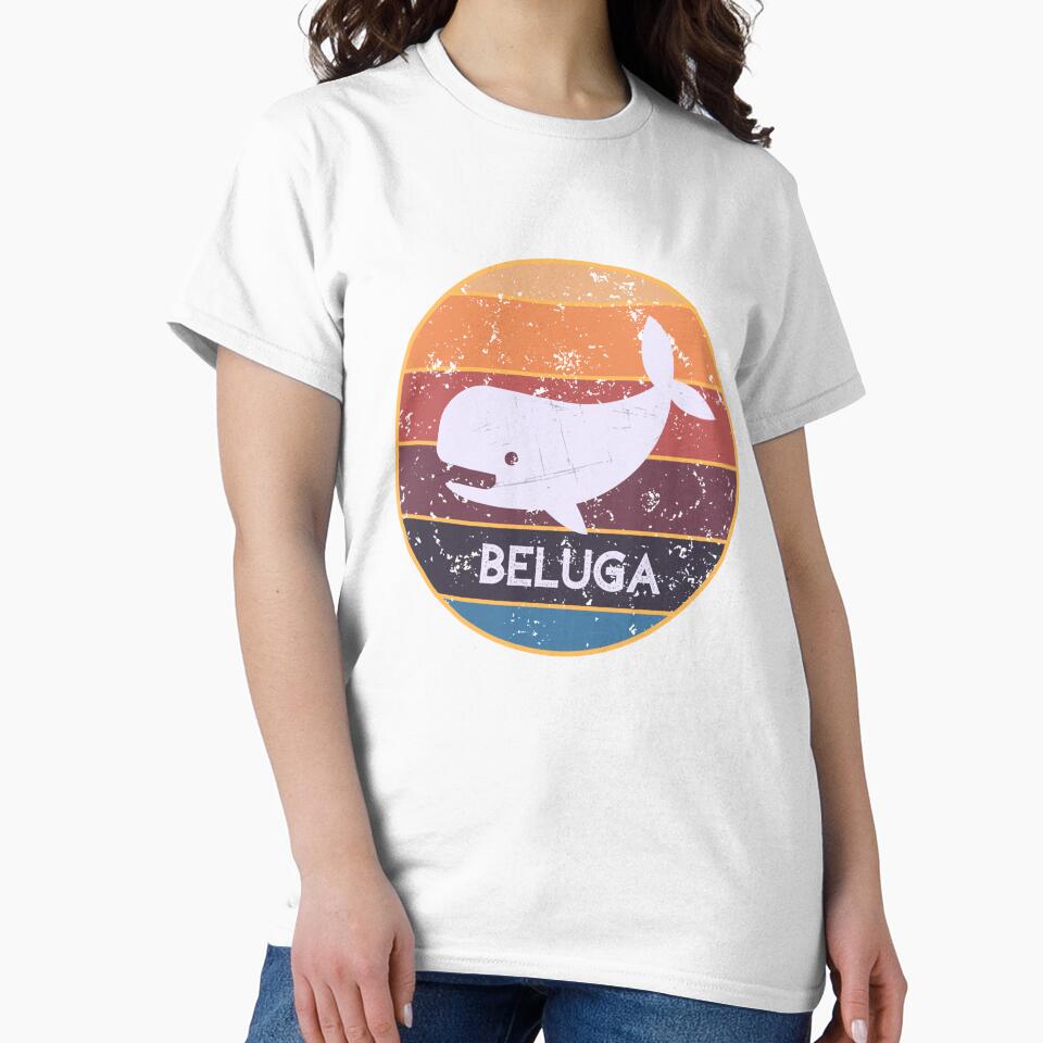 Beluga Whale Swimming Retro Illustration by kuremureDesign