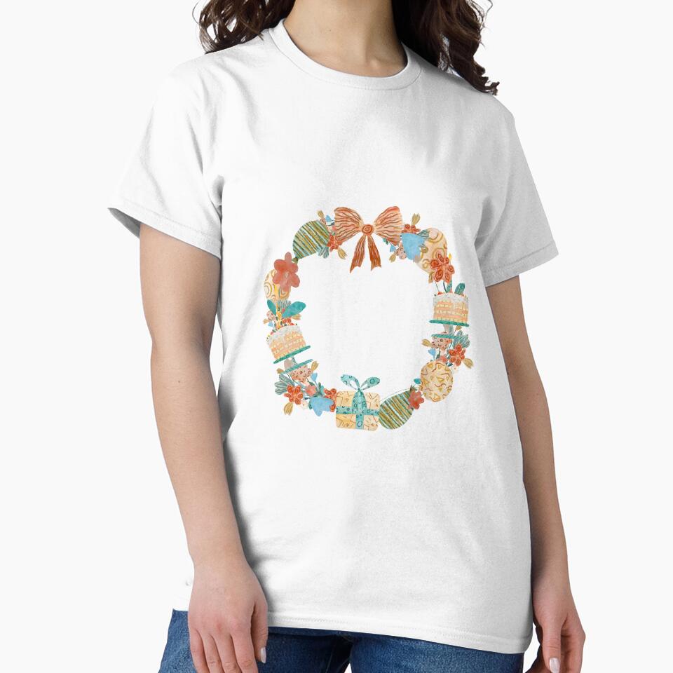 Wreath Happy birthday flower gift cake watercolor black by Yana Mustafina | Boho Soulful Designs
