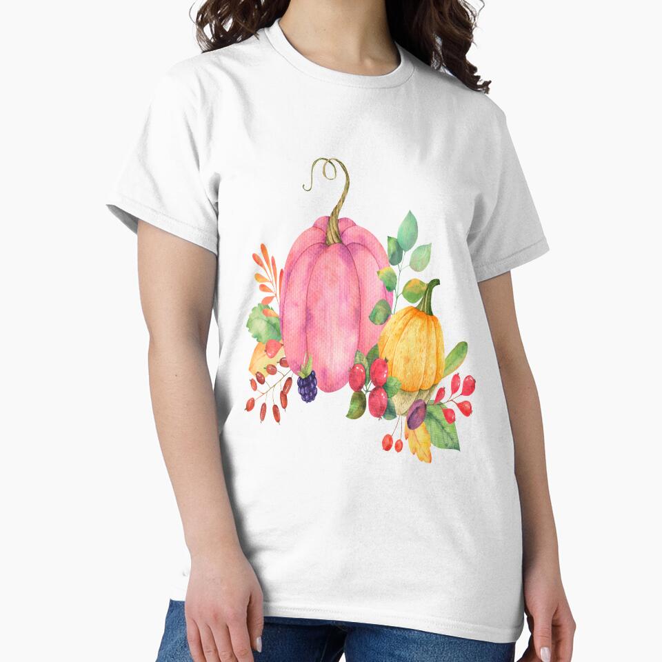 Watercolor pumpkin barries and nuts by Designhub14
