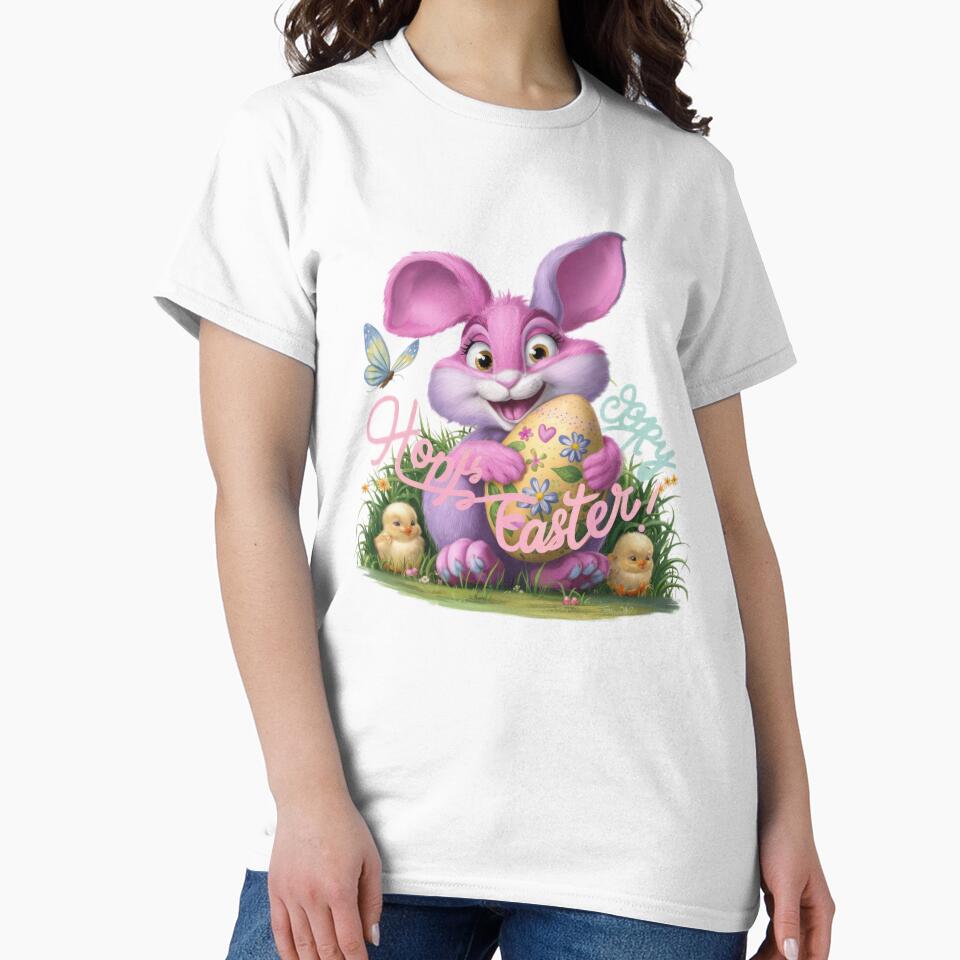 funny easter pink bunny with Easter eggs,Happy Easter,Easter Humor,Easter Day,funny easter design by Expressions-Sel