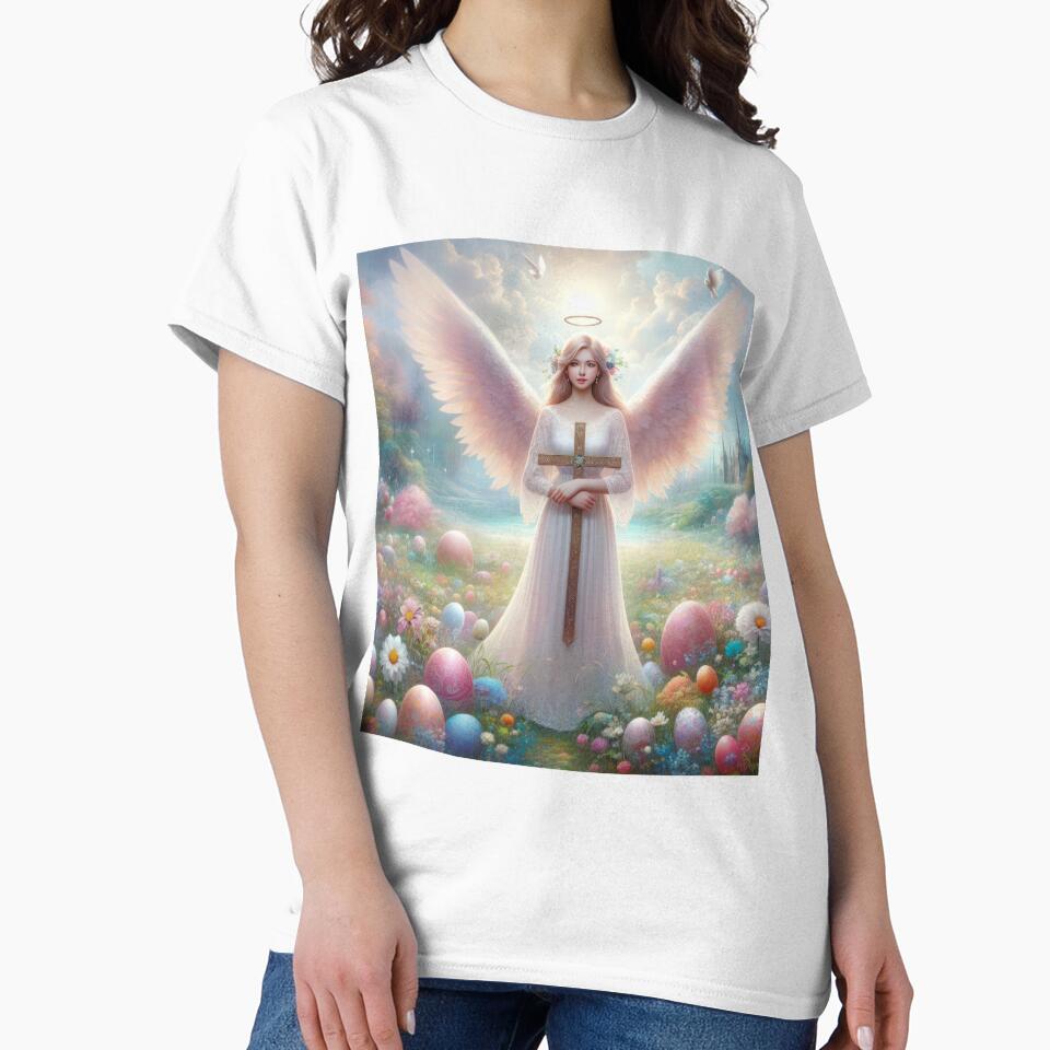 angel with cross and decor eggs happy fantasy easter landscape by Expressions-Sel