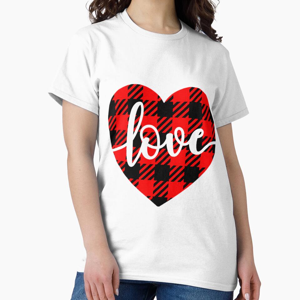 Valentine day | Love buffalo plaid heart by artdes1gn