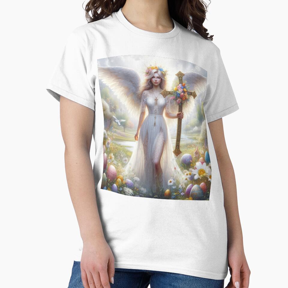 angel with cross happy magical fantasy  easter landscape by Expressions-Sel