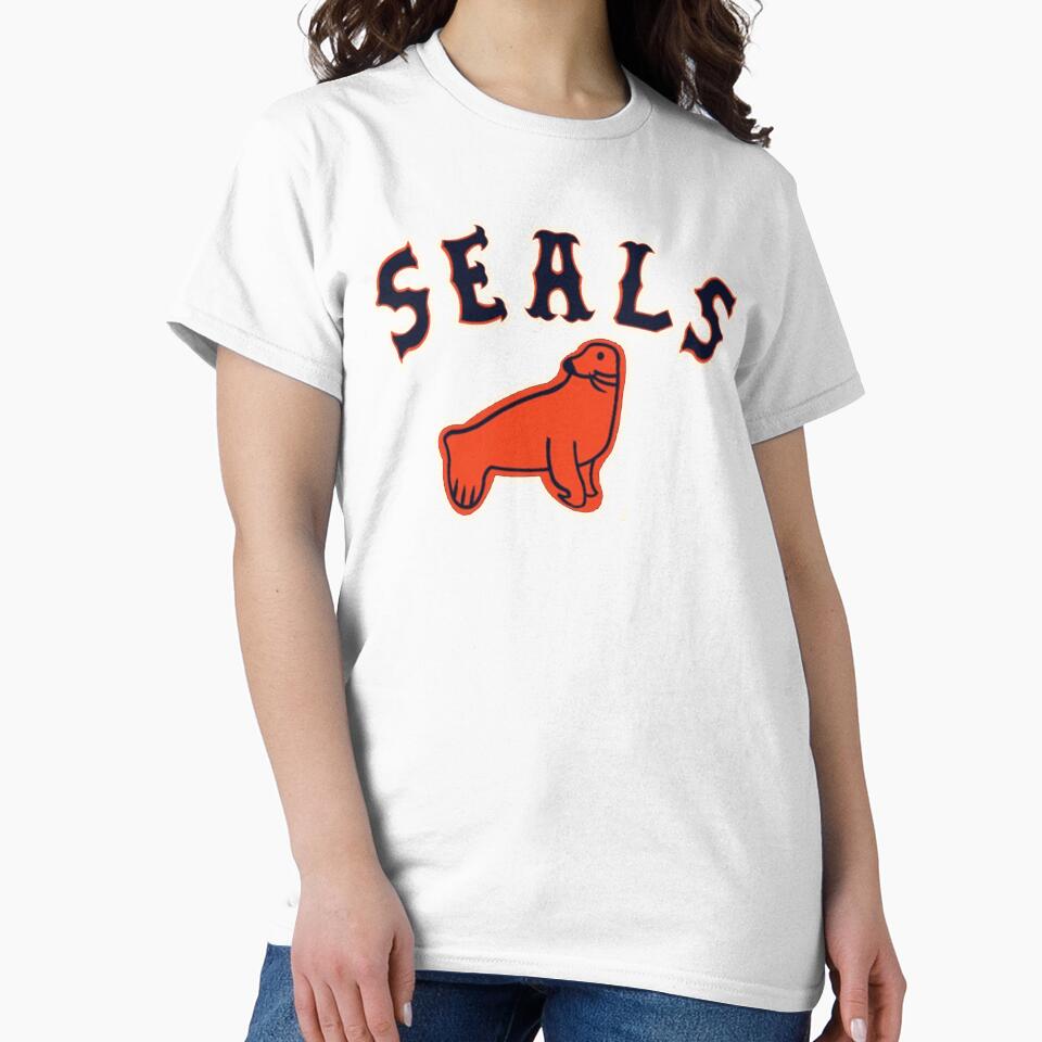 THE VINTAGE OLD SCHOOL CUTE LITTLE OLD SCHOOL PACIFIC COAST SAN FRANCISCO SEALS SHIRT AND STICKER by Letsmile