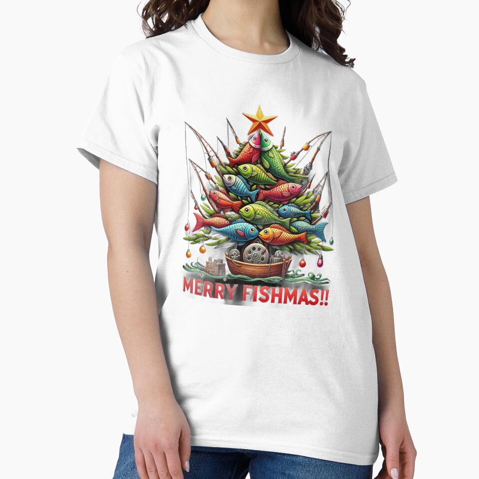 Merry Fishmas Fish Funny Fishing Christmas Tree by AquariumExp