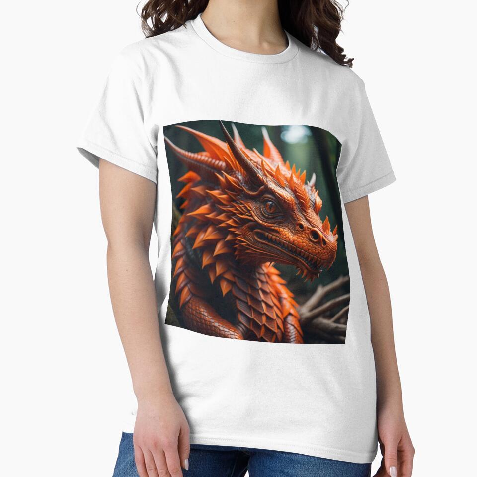 Amber Blaze Dragon With Piercing Eyes In Enchanted Forest by EnchantedVista