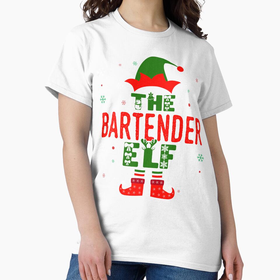 Family Christmas Matching Squad Outfit Elf Funny Bartender by artworkbyrihen