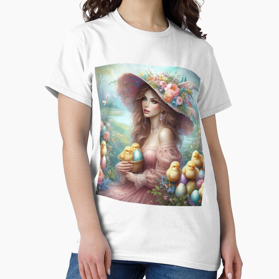 beautiful woman with hat and chicks fantasy easter landscape by Expressions-Sel