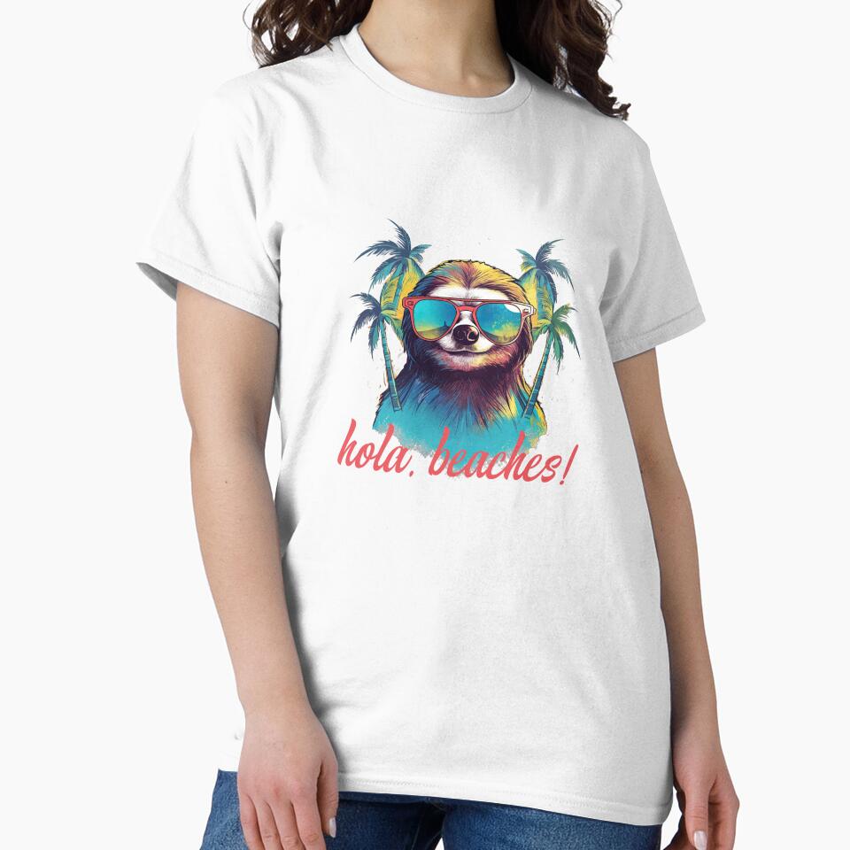 Hola Beaches Sloth simple by TeePulseMania