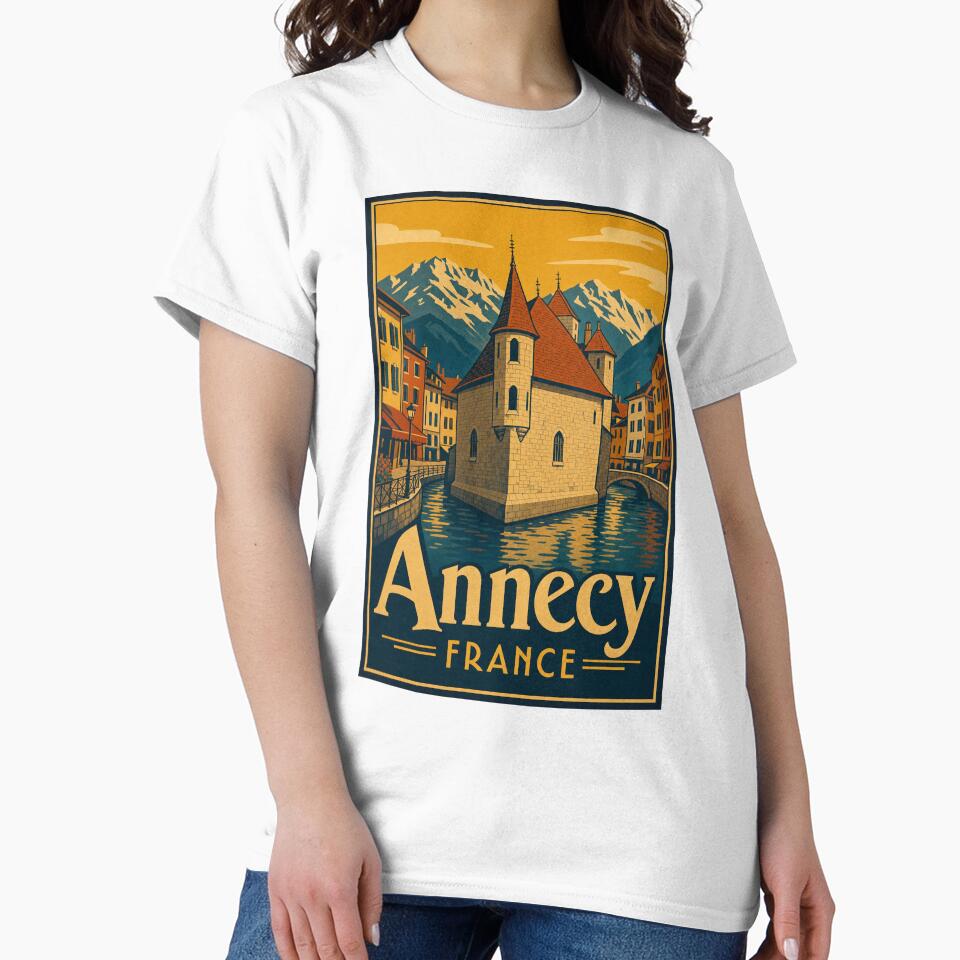 Annecy France Travel Souvenir Retro Illustration by VisualArtsOasis