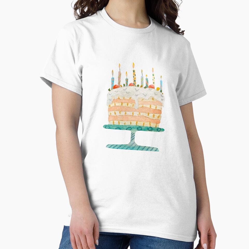 Cake sweet food candle happy birthday watercolor black by Yana Mustafina | Boho Soulful Designs