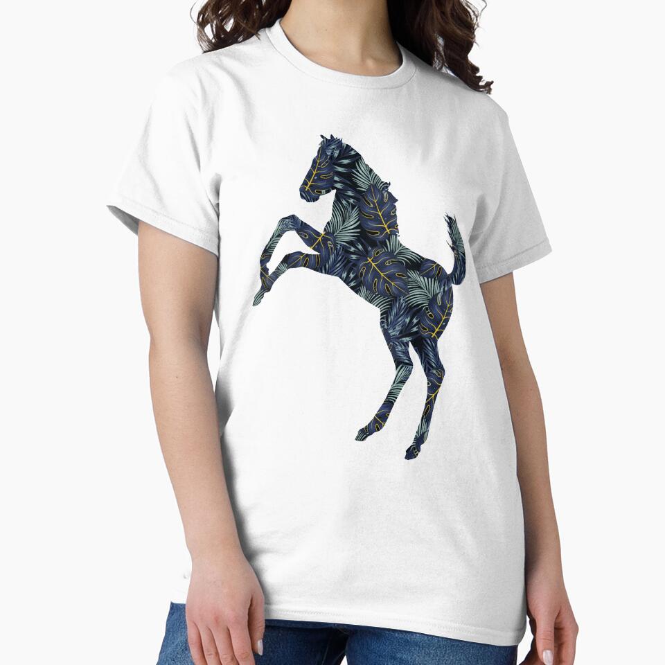 Mustang Horse Palm Tree Monstera Leaves Pattern by SoccaTamam