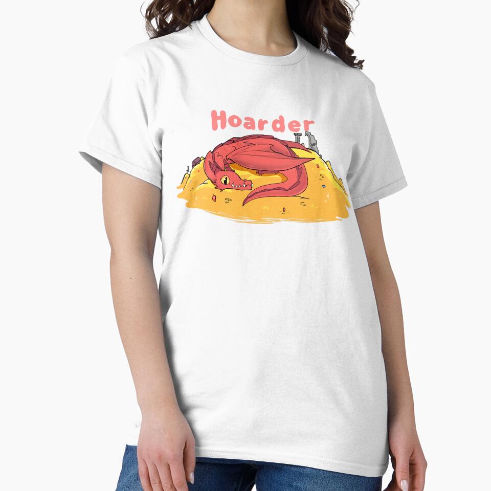 Cute Hoarder Red Dragon on Gold Pile T-Shirt by Louise Nilsson