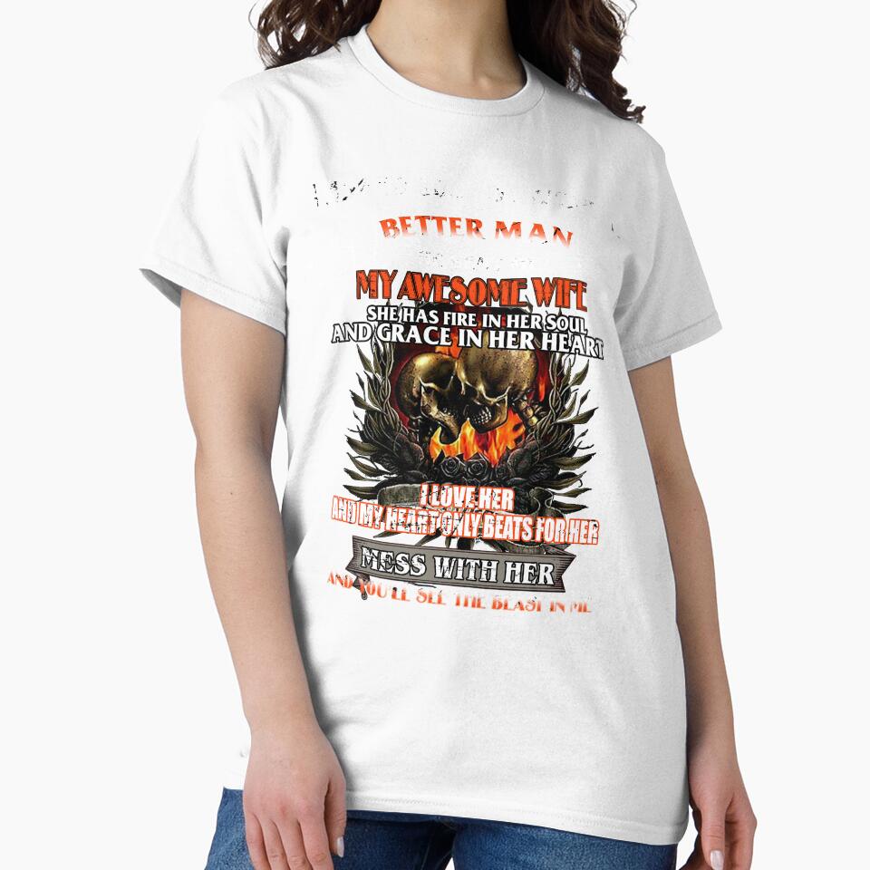Skull Couple I Asked God To Make Me A Better Man He Sent Me My Awesome Wife Vintage by AlisonWalsh24