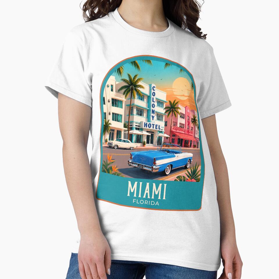 Miami Vintage Travel Illustration by HomeLivingCo