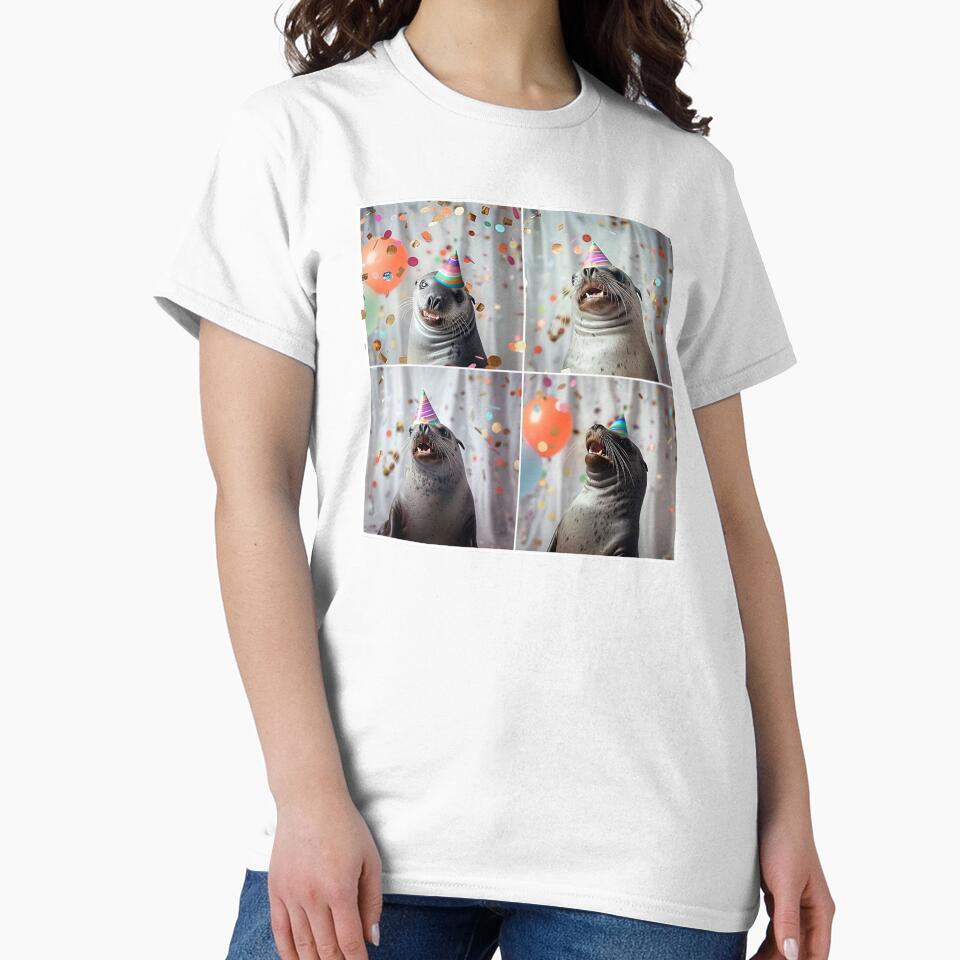 Cute Seal Birthday Party – Funny Seal in Party Hat by RockFireMerch