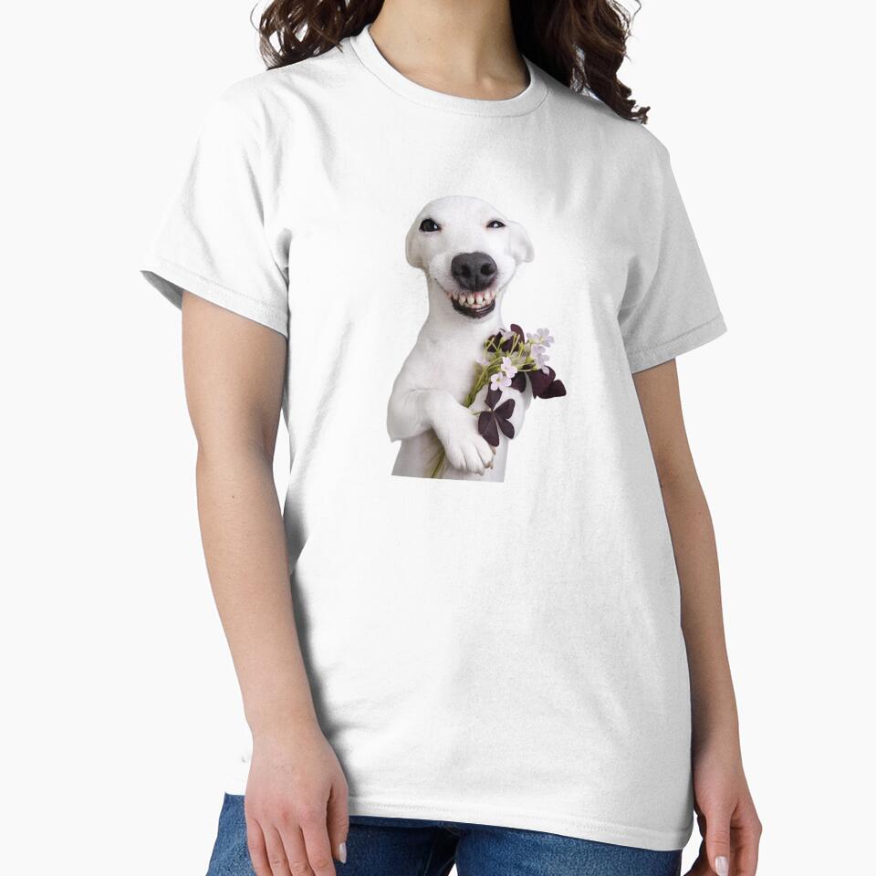 Cute smiling dog with flower by t-patterns