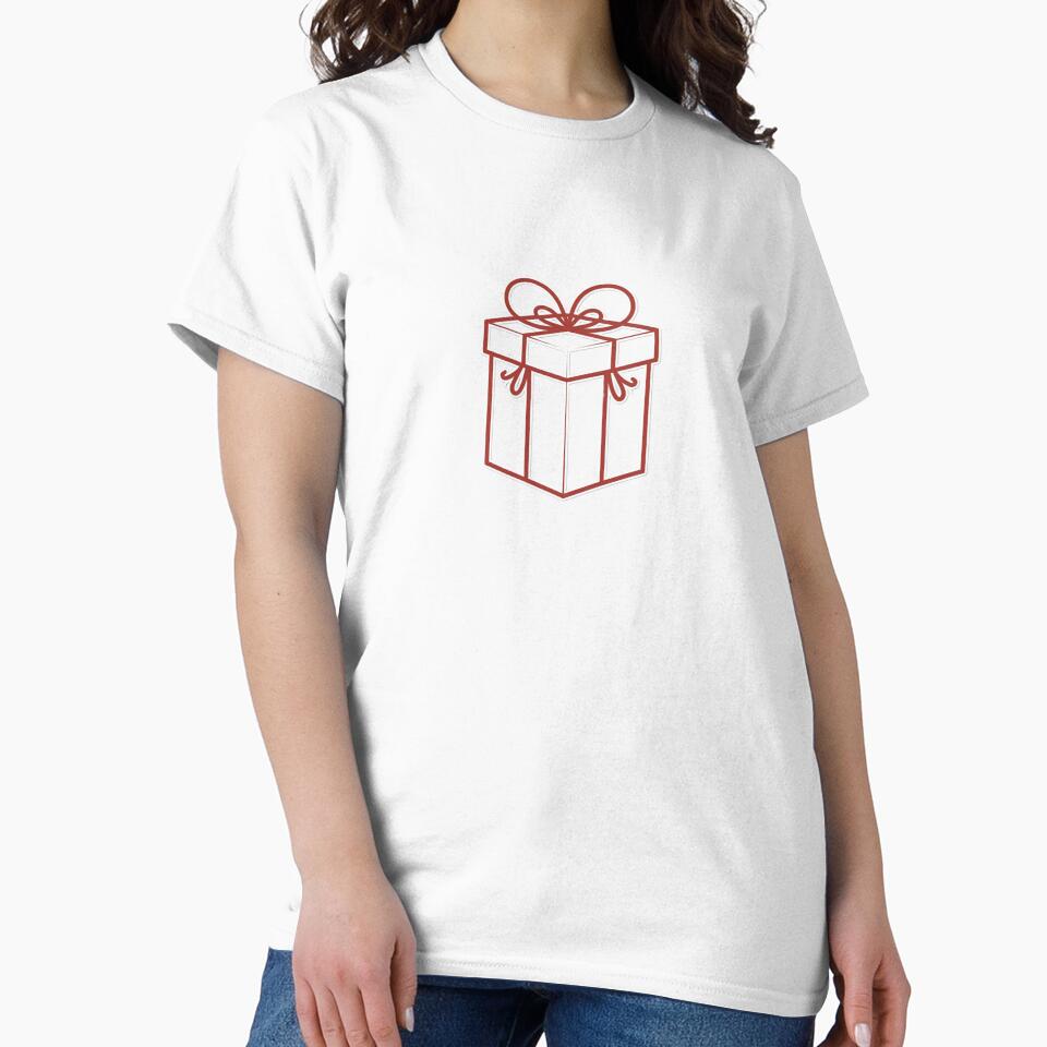 Minimalist Red Gift Box Outline with Ribbon Holiday Design by gk-creations
