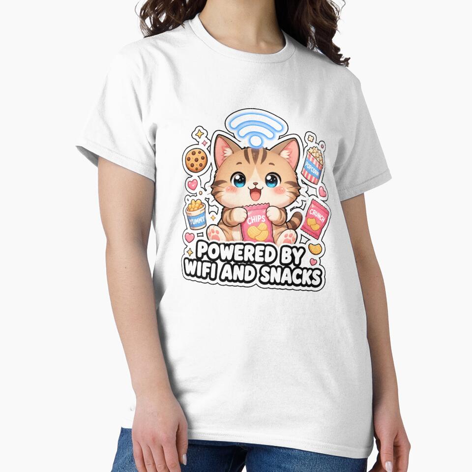 Powered By Wifi And Snacks Funny Cat Meme Sticker by MoodyMeows