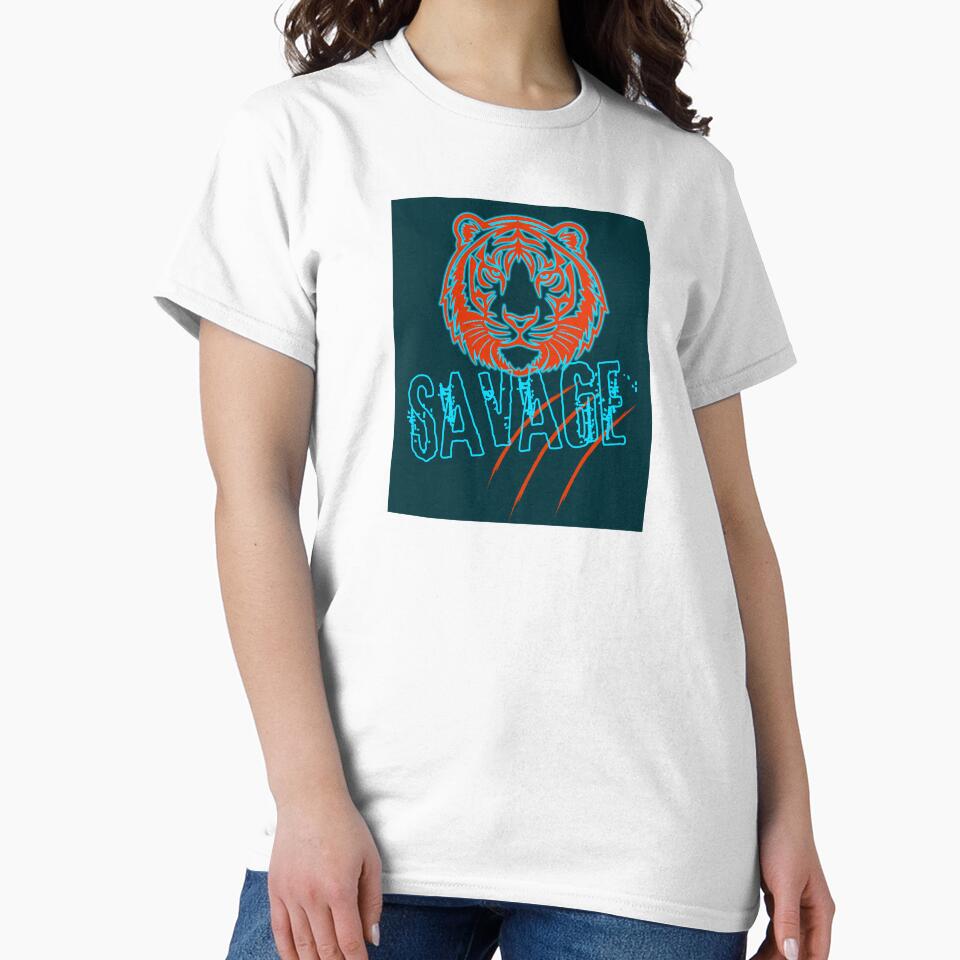 Savage Tiger Neon Graphic Illustration Design by NadDot