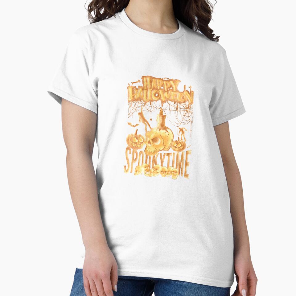 Spooky Time Halloween Skull T-shirt Design by Cre8iveSkill