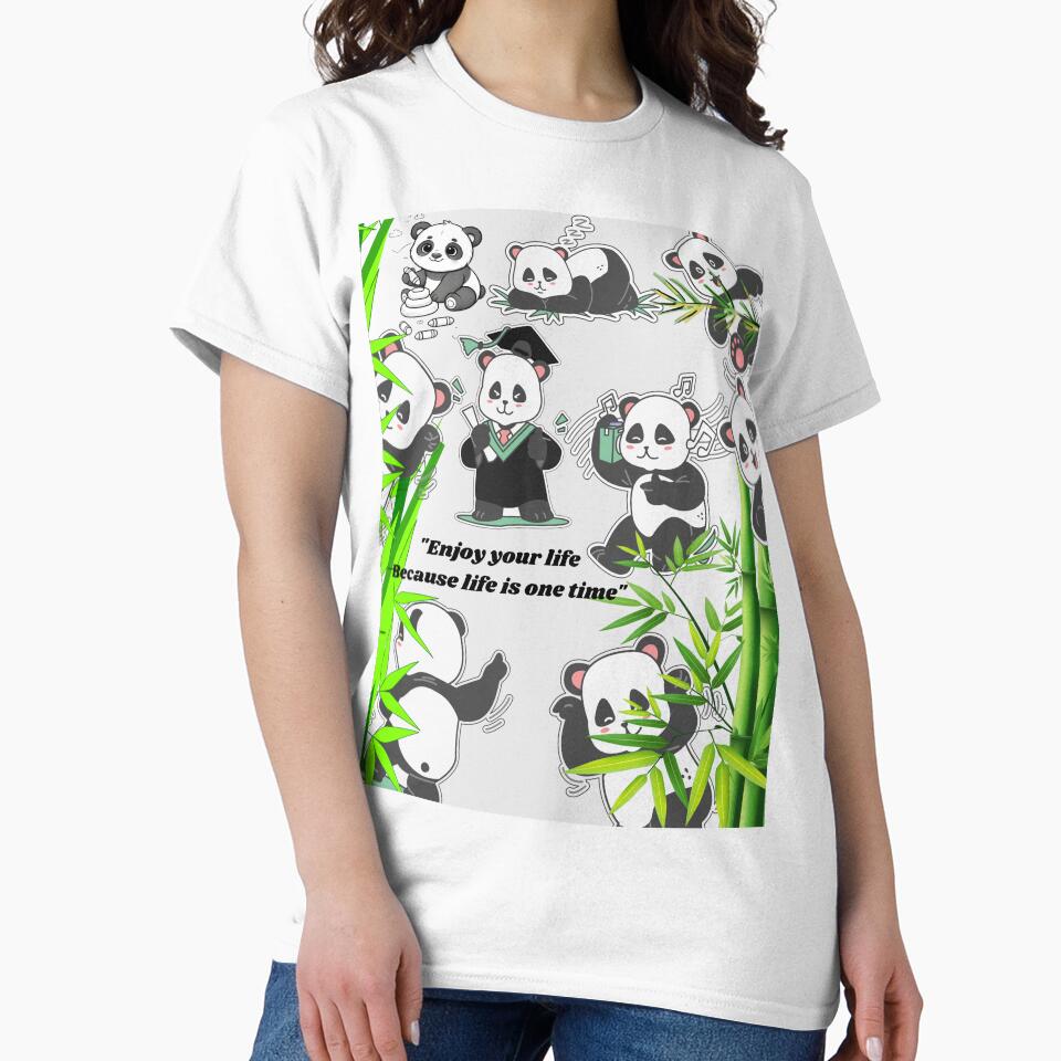 Cute Panda Enjoy Your Life Because Life is One Time by Dhanamlak