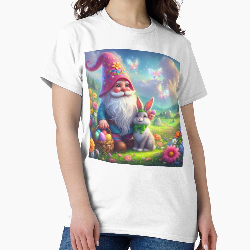 Copy of gnome with Color hat with basket and rabbit happy magical easter landscape by Expressions-Sel
