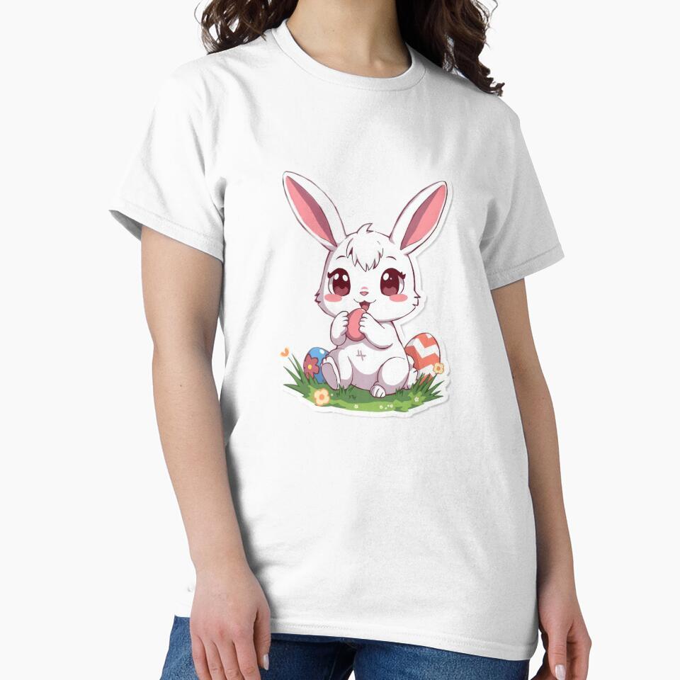 Cute anime bunny with Eggs ,funny easter,Happy Easter,Easter Day,easter illustration by Expressions-Sel