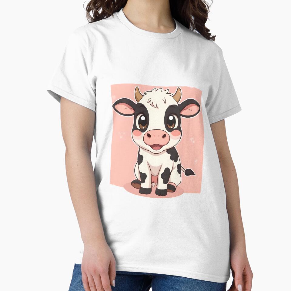 Cute Kawaii Cow Sticker | Adorable Baby Cow Cartoon Illustration by dreamz-world