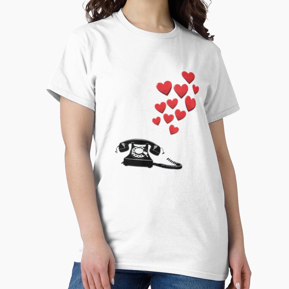 Valentines Day retro telophone with hearts,Valentine heart,valentine art,valentine design by Expressions-Sel