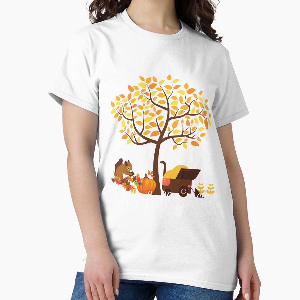 it's fall y'all funny autumn tree with falling leaves harvest pumpkin and squirrels by mydreamcatcher