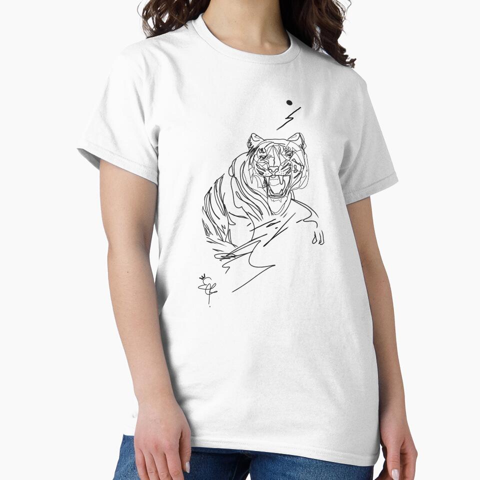Minimalist Tiger | Hand Drawn | Tiger Print by OneLineArt
