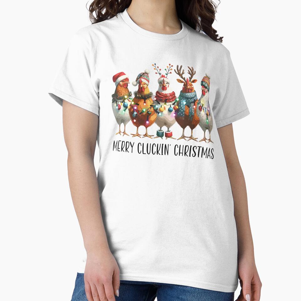 Merry Cluckin' Christmas funny chickens by 21DashDesigns
