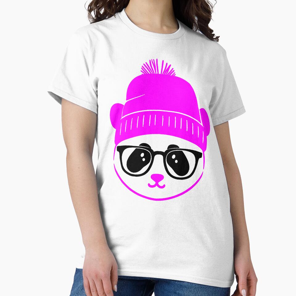 Kawaii Panda Hat Glasses Winter Minimalist Nerd by AstronautMerch