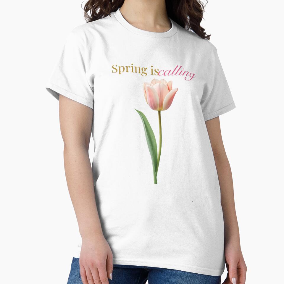 Spring is Calling Geometric Tulip Watercolor Art by Panom Suavichien