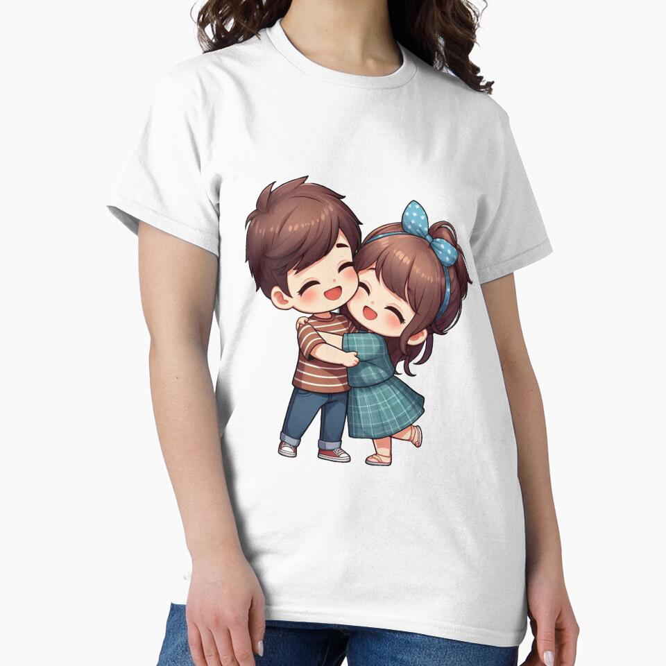 Cute Couple Hugging Each Other – Romantic Illustration of Love and Affection by TrendyDesign159