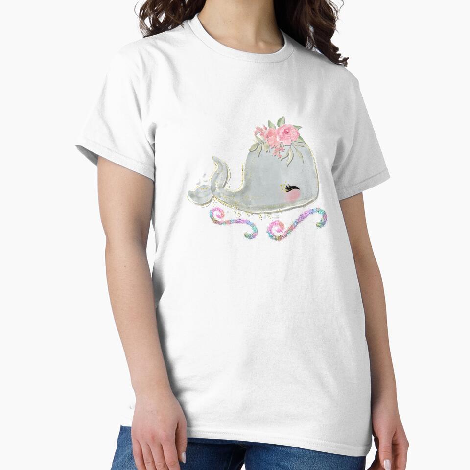 Cute Colorful Whale with Flowers Ocean Sea Life by monicacarr