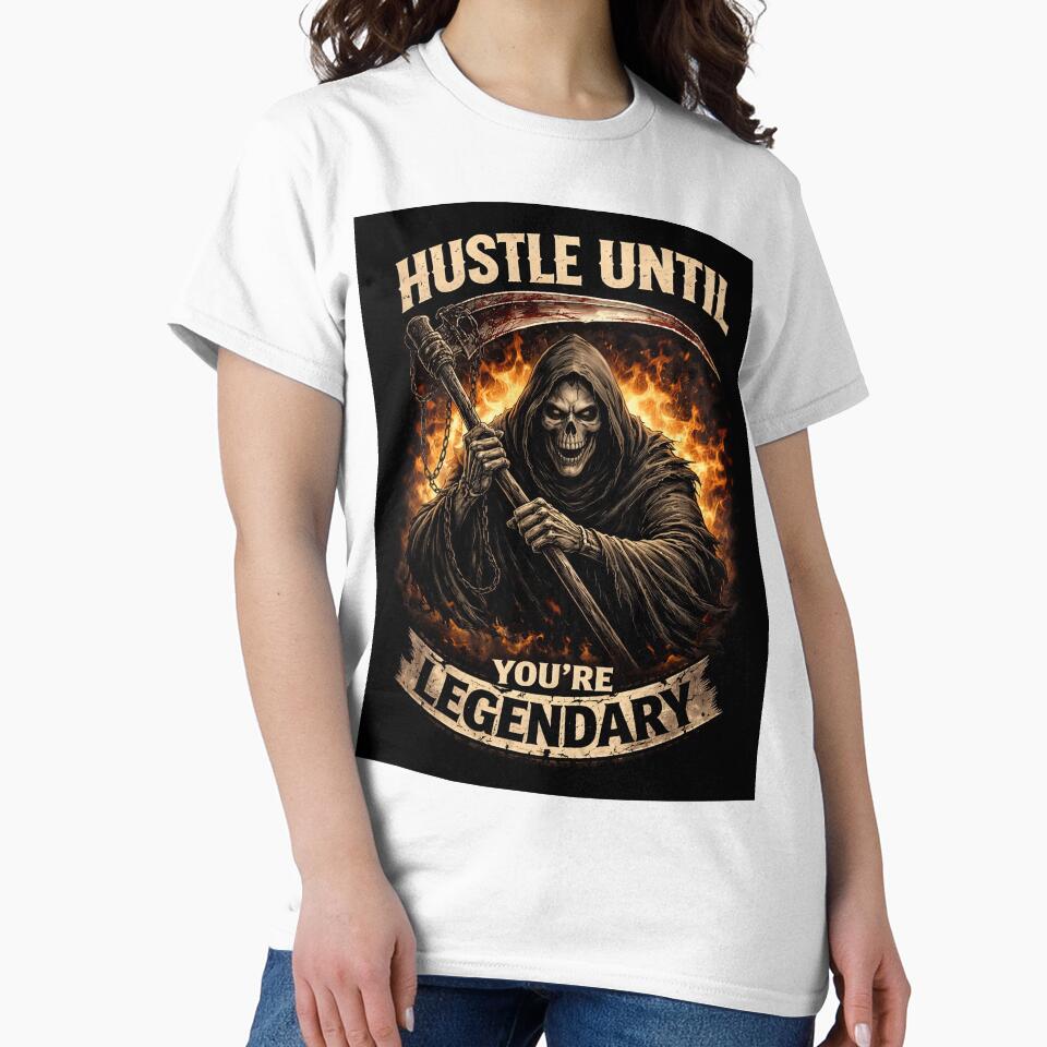 Hustle Until You’re Legendary Grim Reaper Dark Aesthetic Streetwear Design by apex.vibe