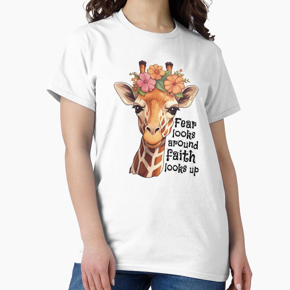 Fear Looks Around Faith Looks Up Christian Faith by RockFireMerch