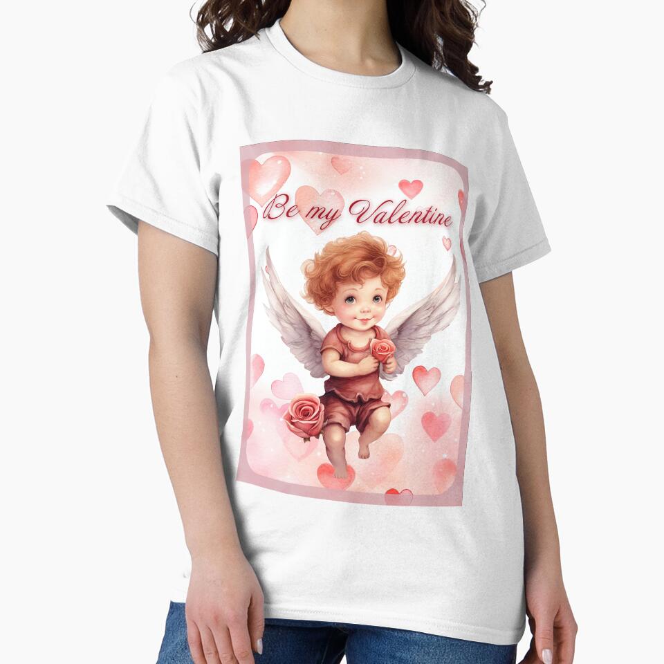 Valentine card with baby angel with wings St Valentine's Day postcard Watercolor by Createya
