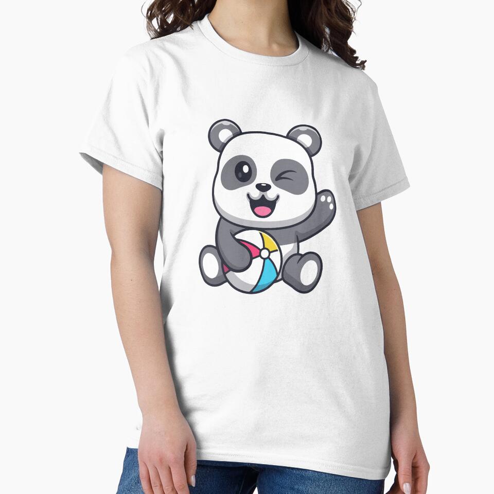 Cute Winking Baby Panda Playing Beach Ball by Lorraine N 	 Morneau