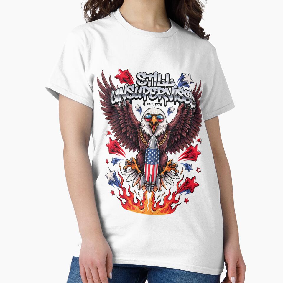 Still Unsupervised Gangster Eagle Gold Chain Rocket Tee v3 by DarylWelsh2024