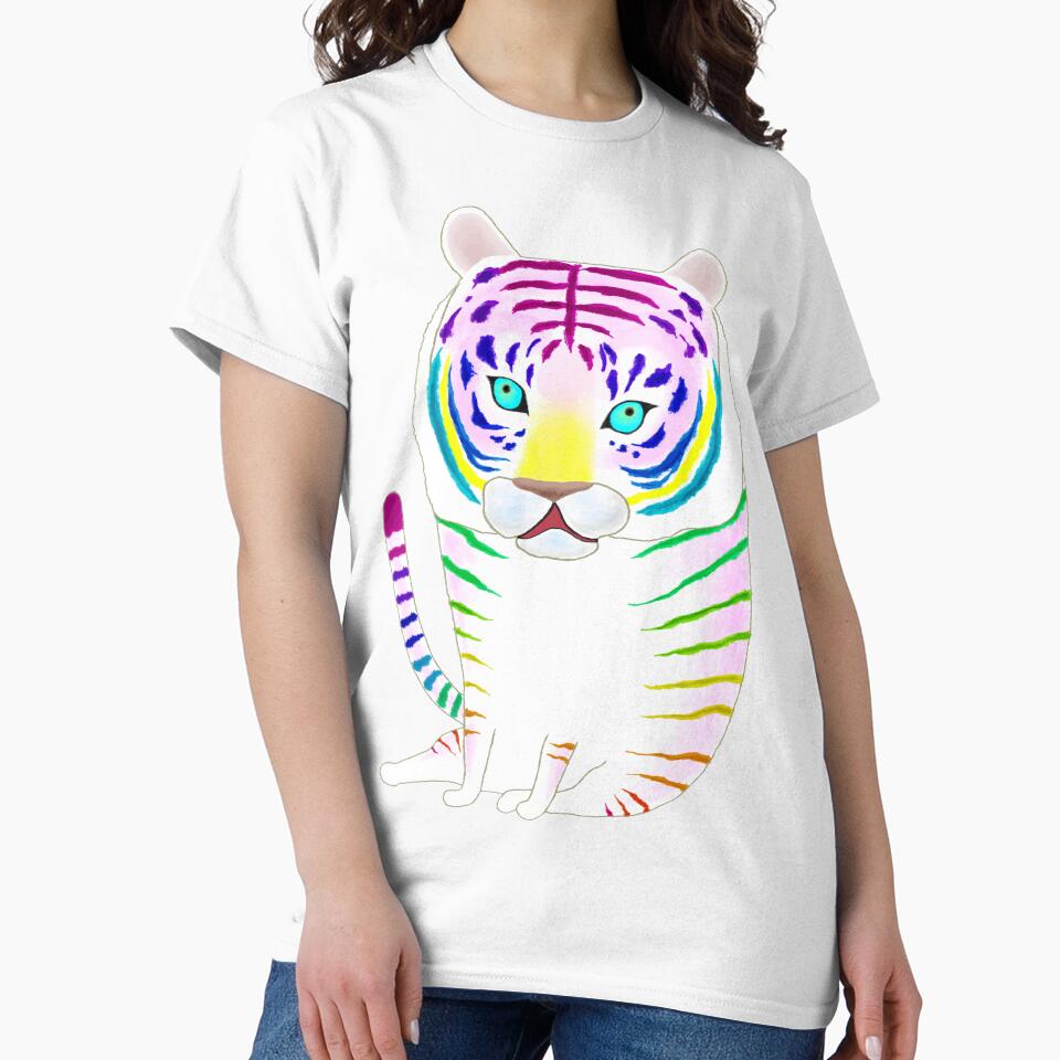 Rainbow Striped White Tiger by TamaAnimalArt