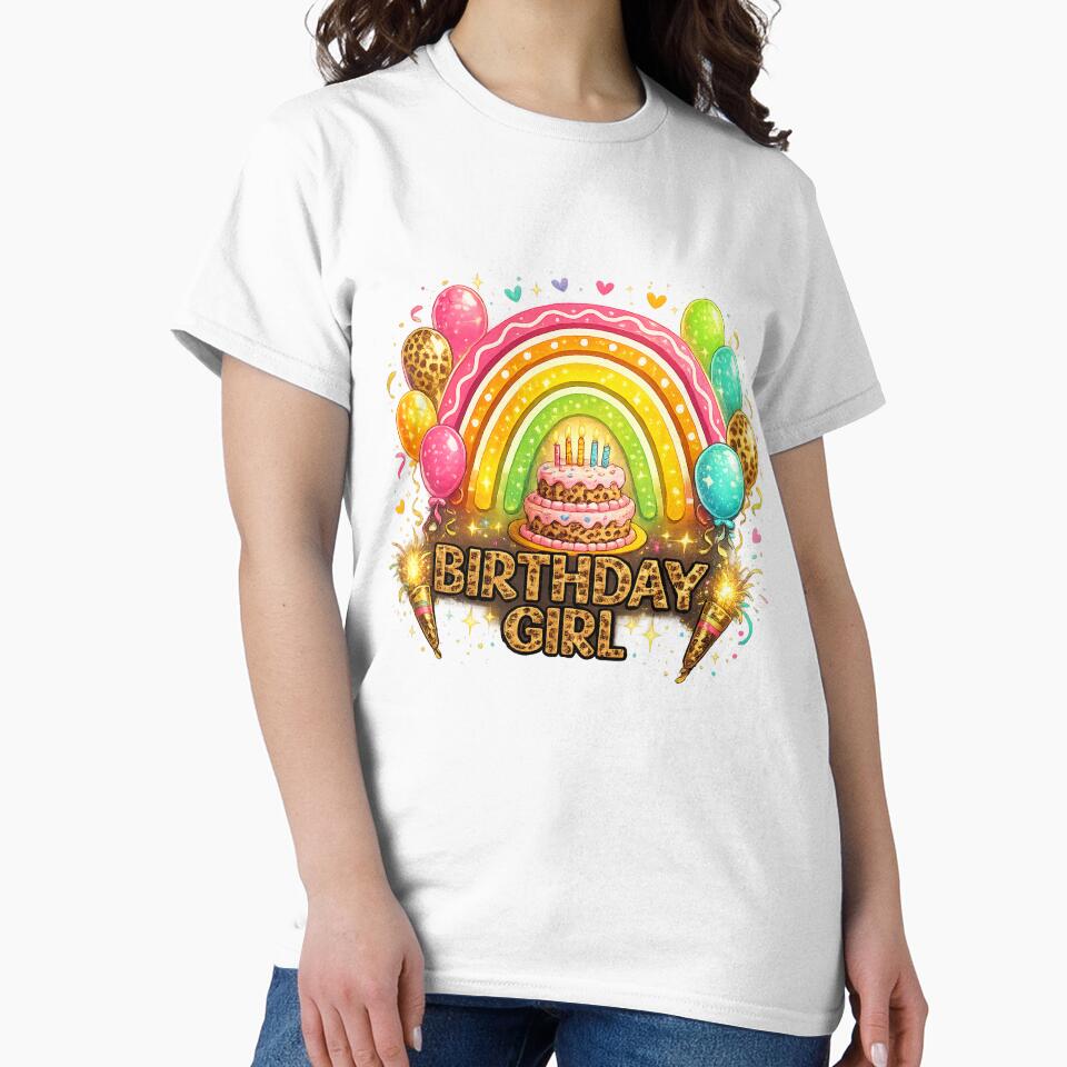 Birthday Girl Leopard Rainbow Birthday Party Family by QuiteOrbit