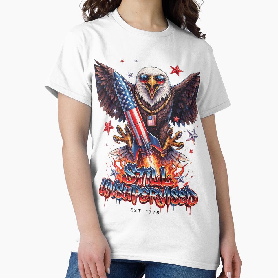Still Unsupervised Gangster Eagle Gold Chain Rocket Tee v4 by DarylWelsh2024